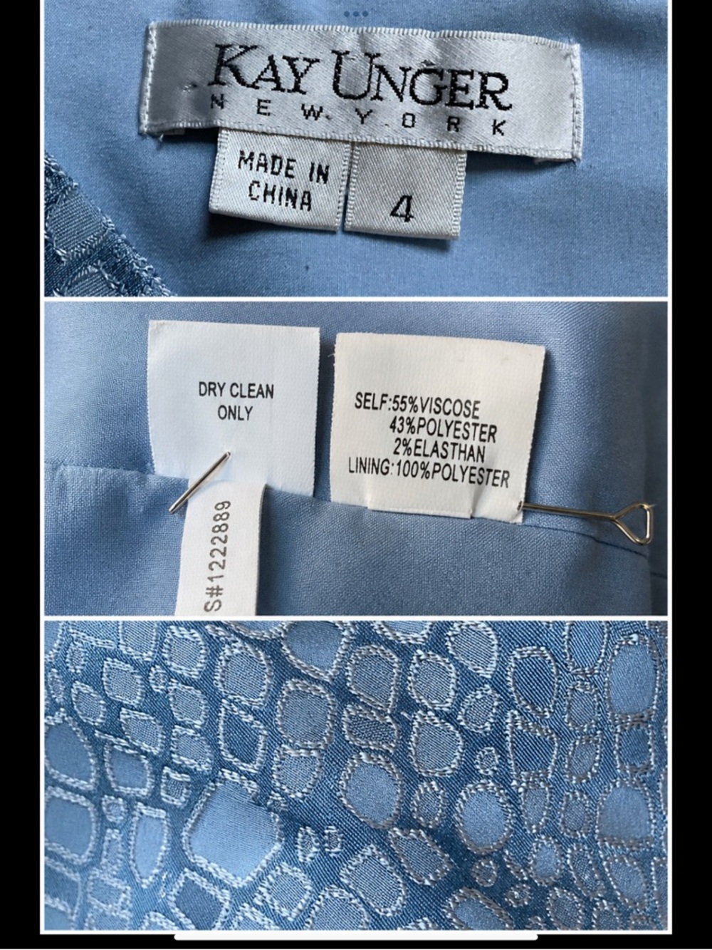 Wedding Guest Blue Sheath Dress Ruched Cocktail Size 4 Kay Unger Elegant - Picture 7 of 16